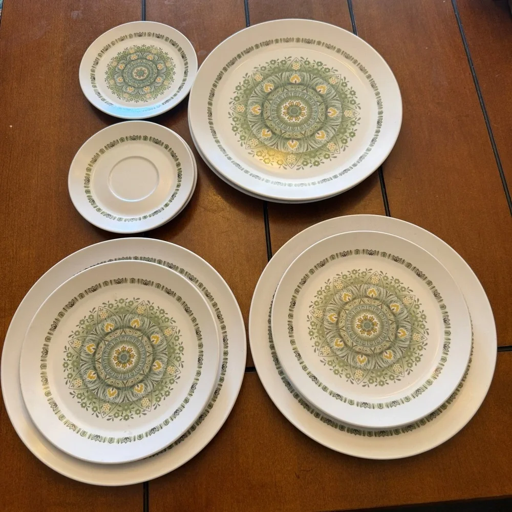 Noritake Progression Palos Verde 9020 China Plates 9 piece Set Vintage Japan MCM
